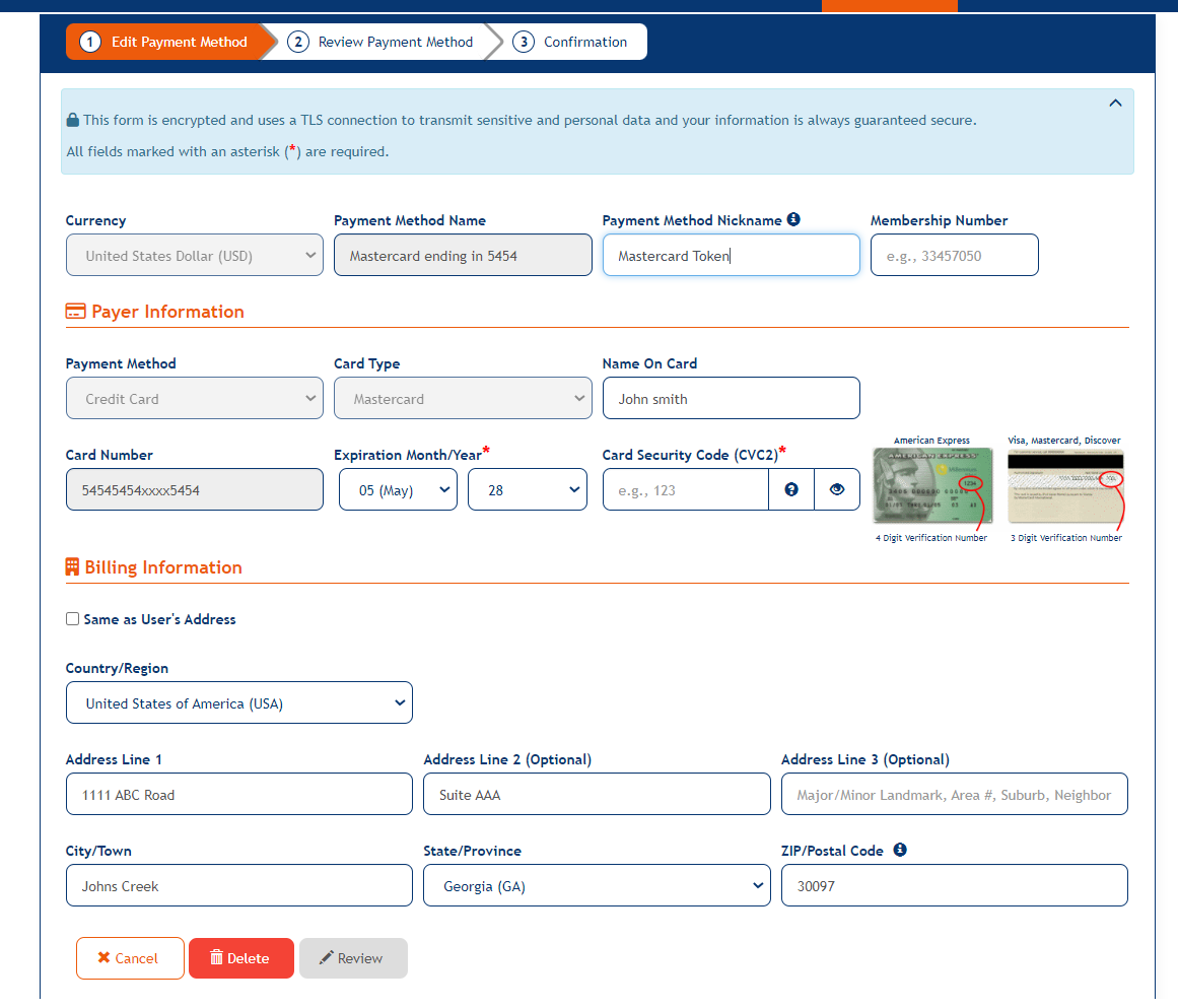 Modify Payment Method