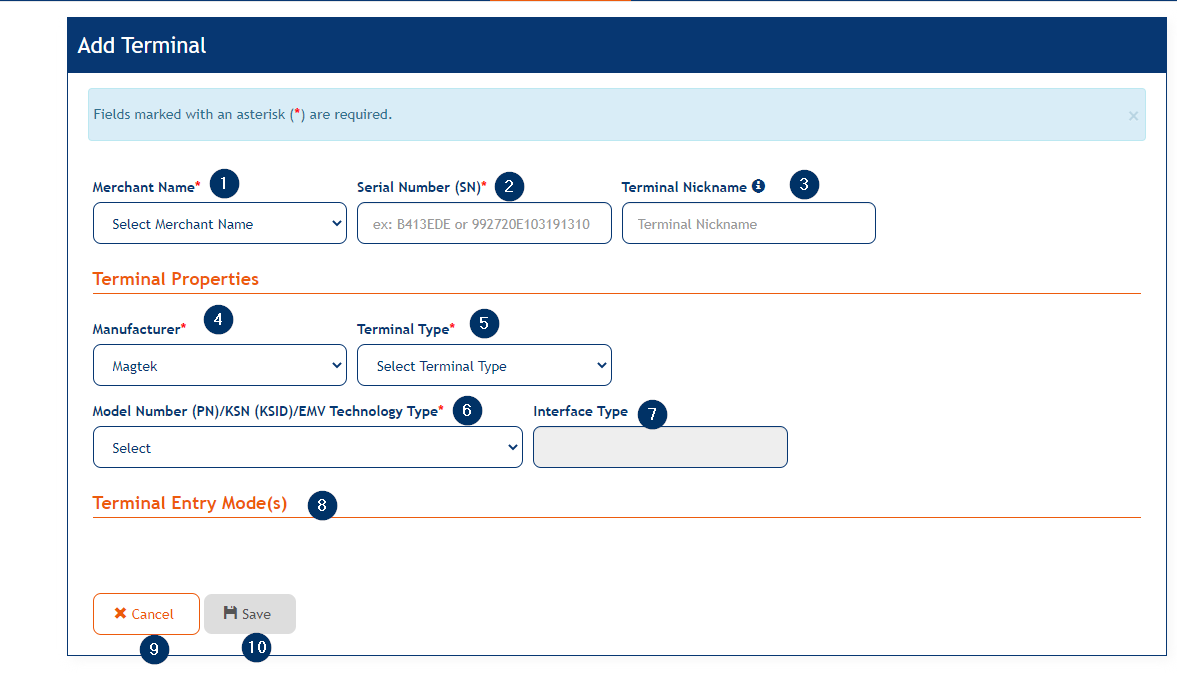 Add POS Terminal