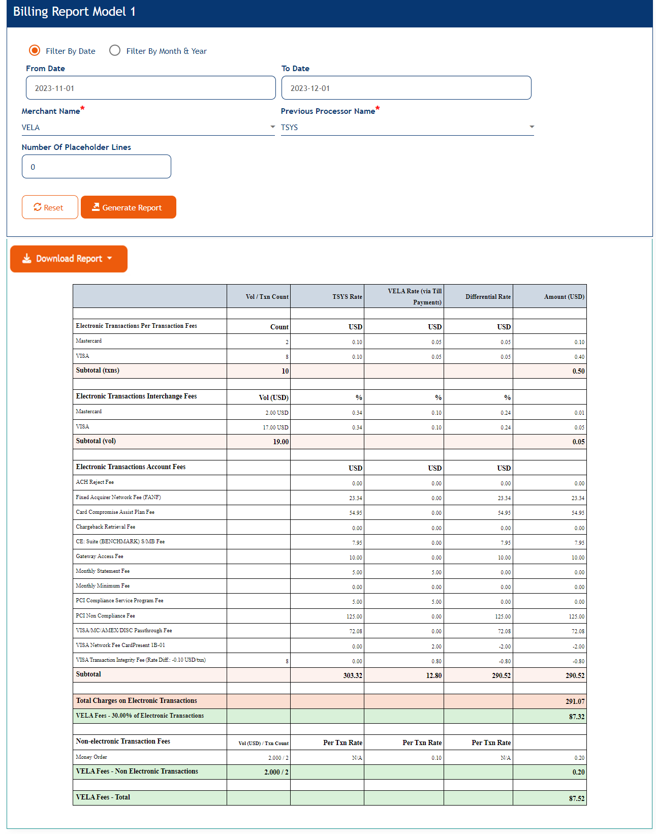 Billing Report 1