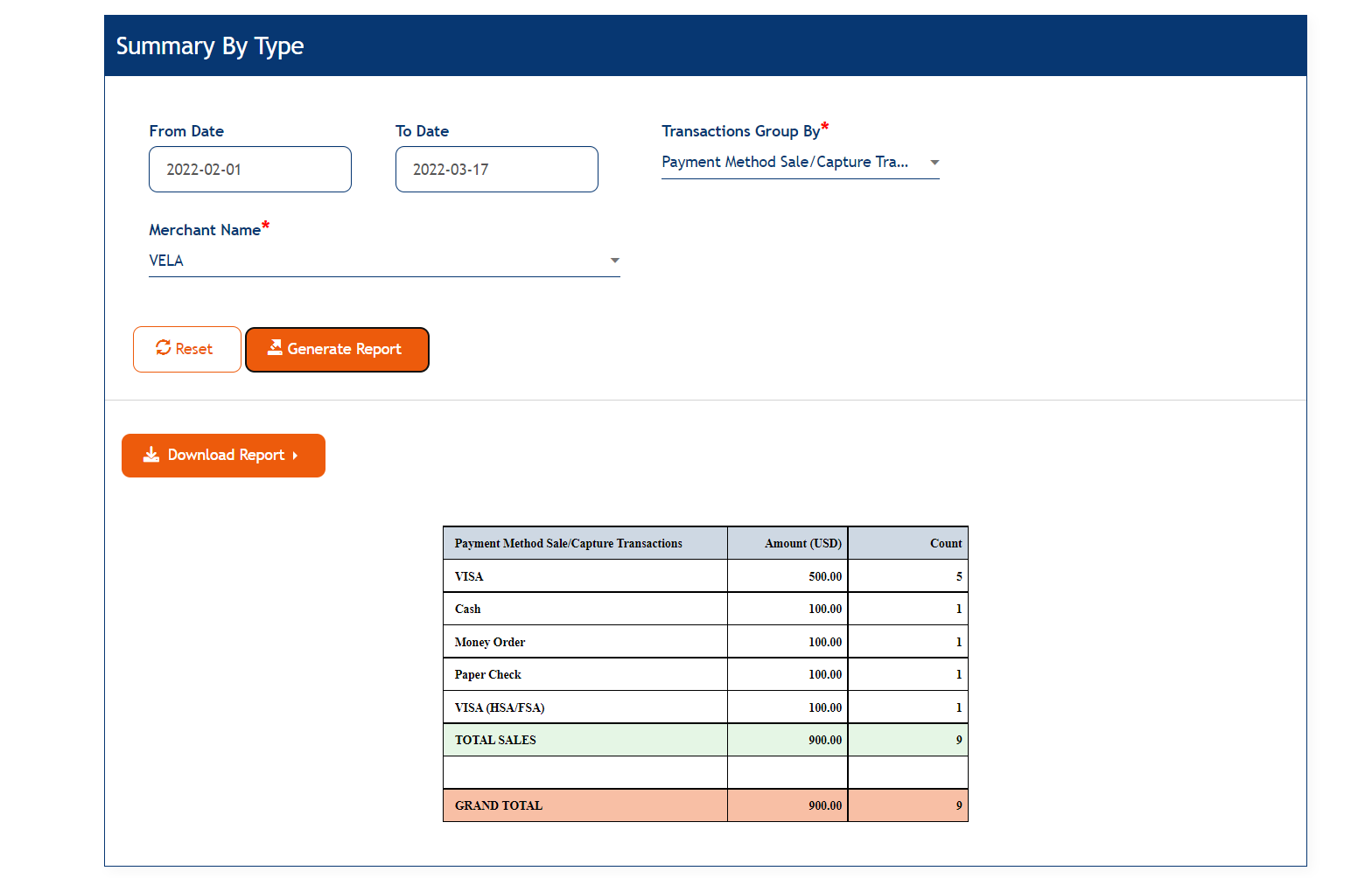 Transaction Summary