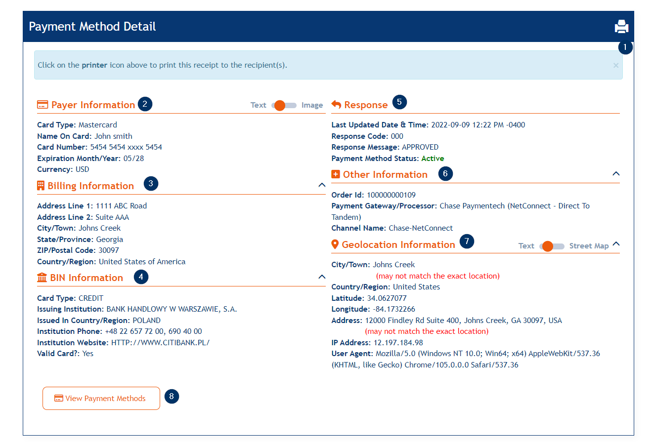 Payment Method Detail