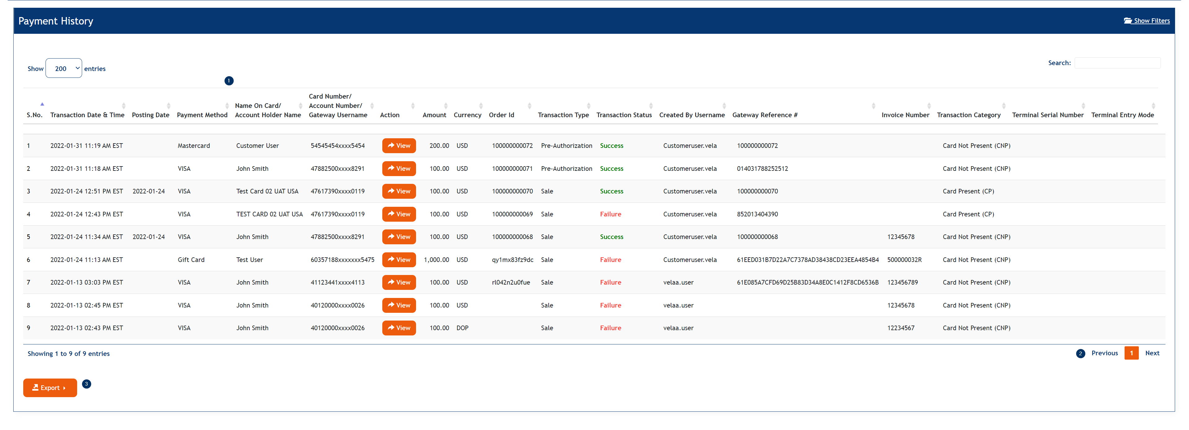 Payment History